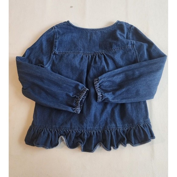 Madewell Denim Long Sleeve V-Neck Blouse Ruffled Top Women’s Size Small - Picture 2 of 6